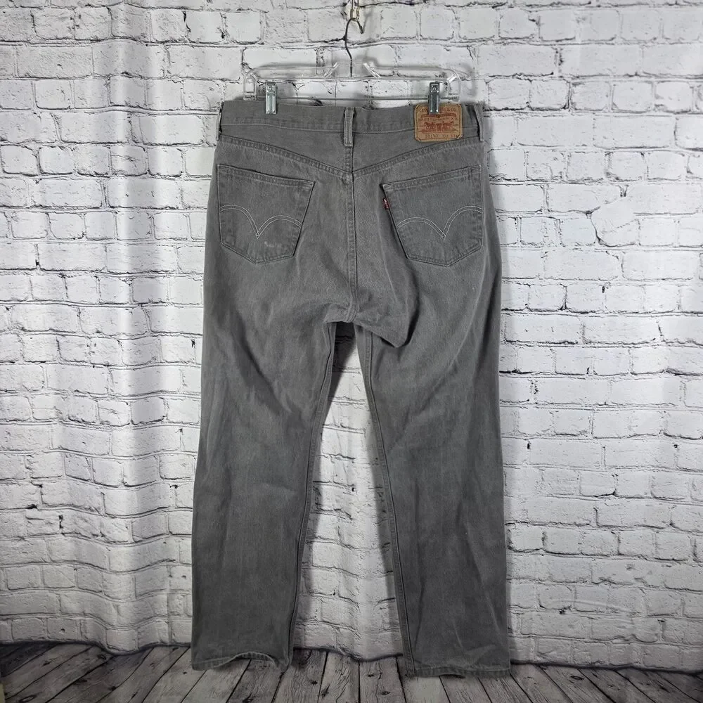 Vintage Levis 501xx Mens 38x34 Straight Leg Button Fly Gray Jeans Made in Mexico